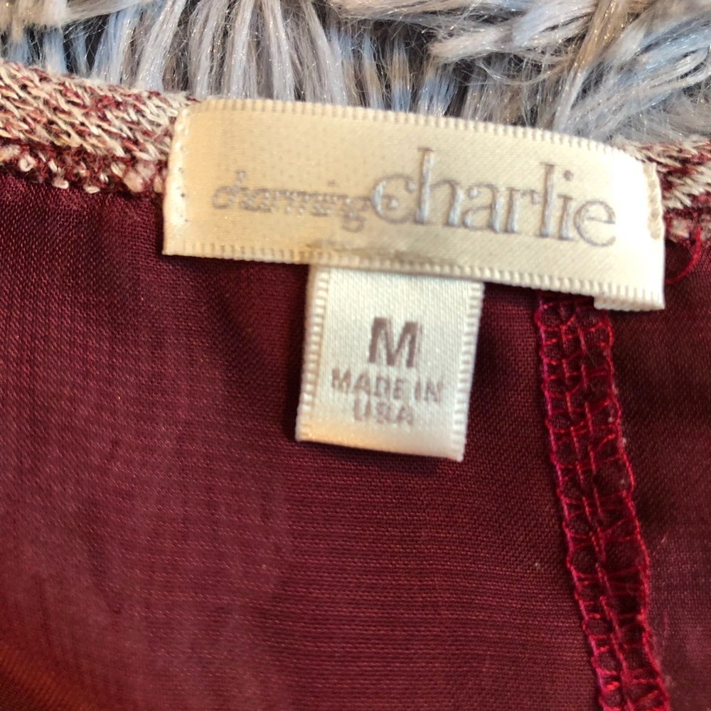 Maroon Sheet Back Button Up Shirt - image 2